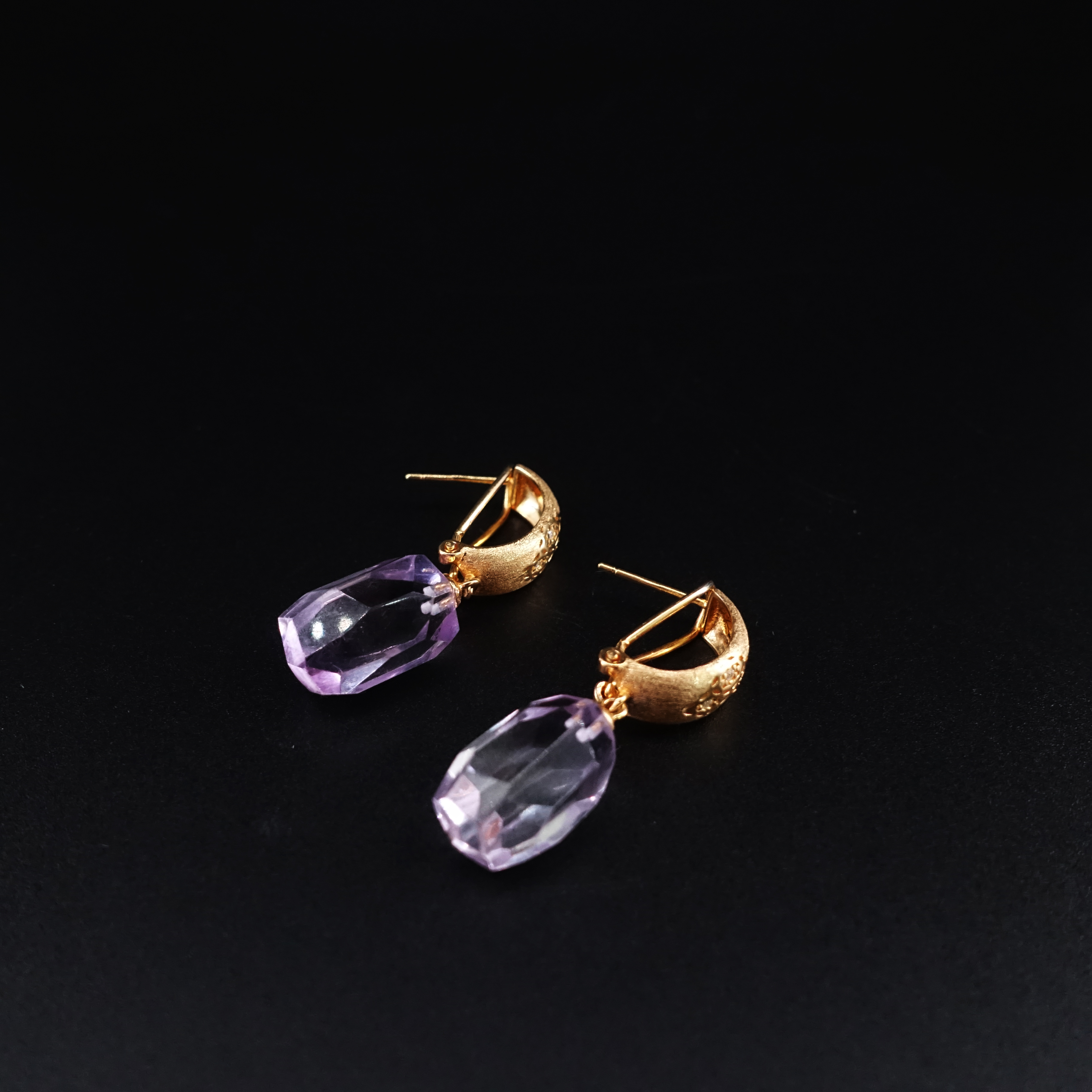 JUSTARRY【紫雅】S925银天然紫水晶高透体大颗粒耳钉一对时尚气质