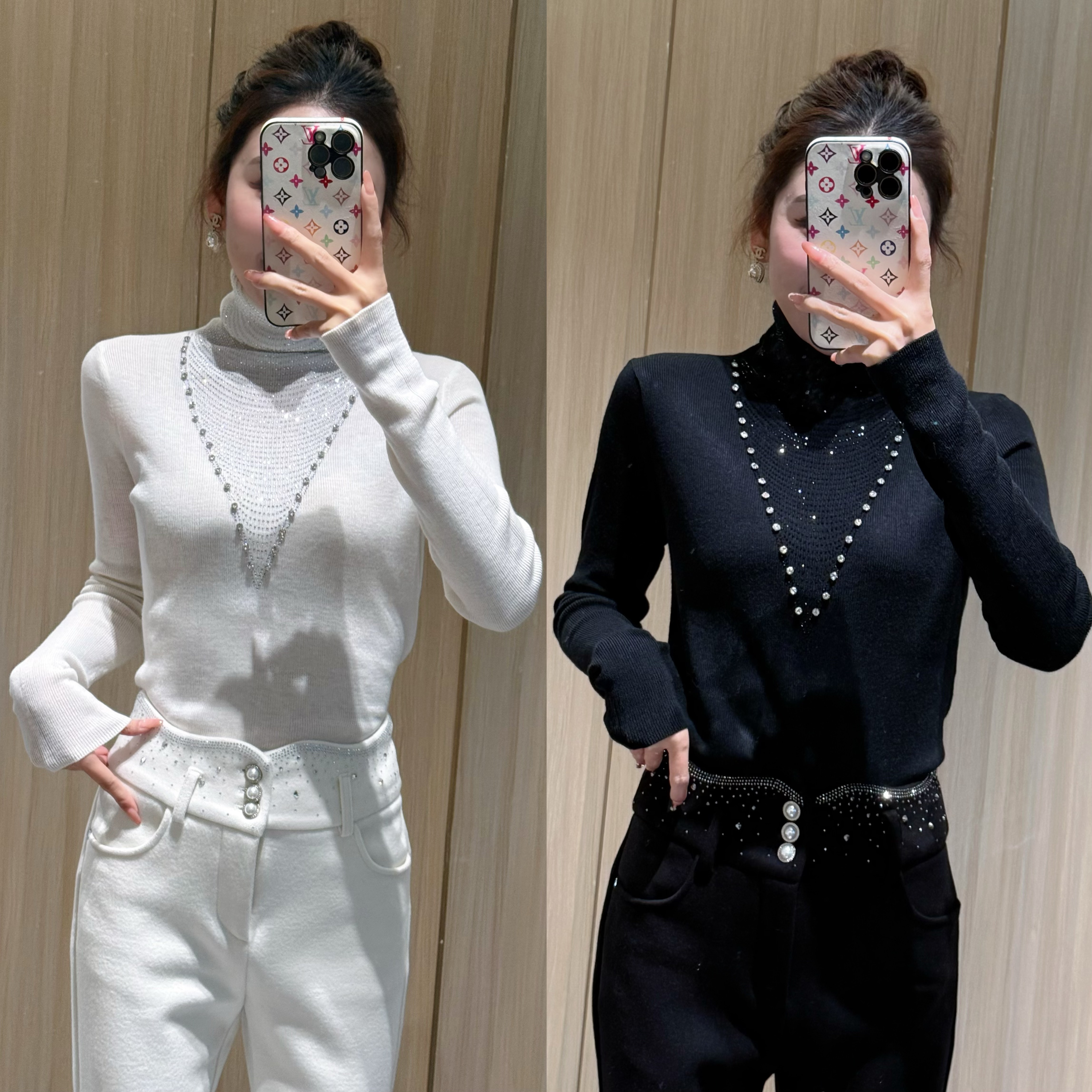 设计师款高领时尚洋气百搭针织长袖