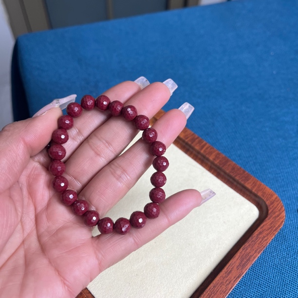 天然辰砂天然朱砂高含量紫金砂切面单珠珠子手串8mm