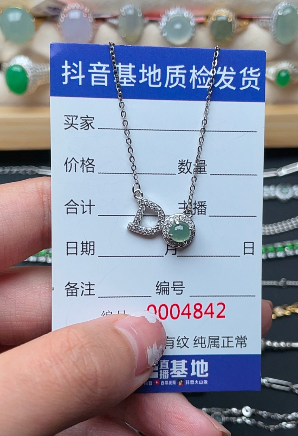 天然A货翡翠S925银镶嵌颈饰