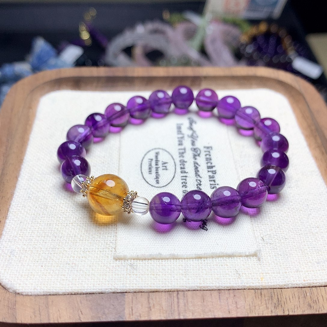 紫晶手串未镶嵌随机发