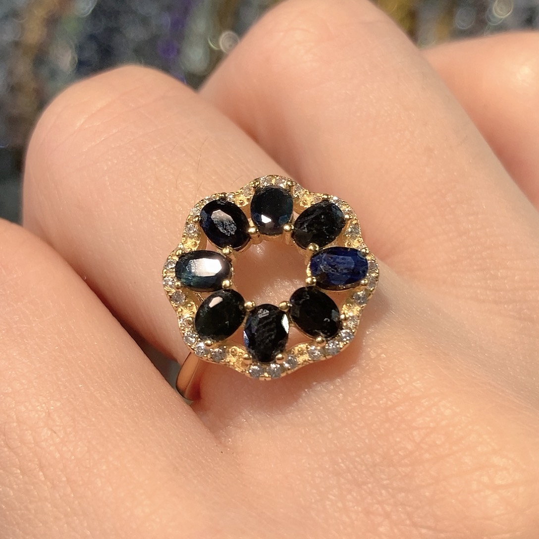 蓝宝石戒指银S925镶嵌