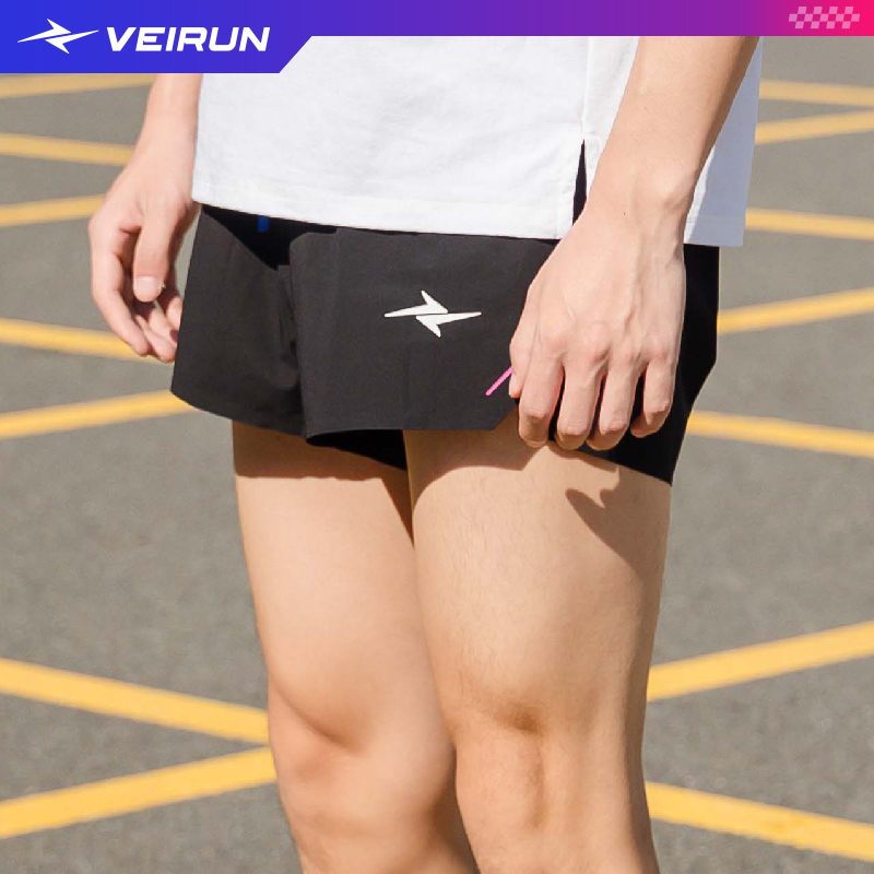 VEIRUN威量男3分梭织裤双层防走光运动短裤专业马拉松竞速比赛