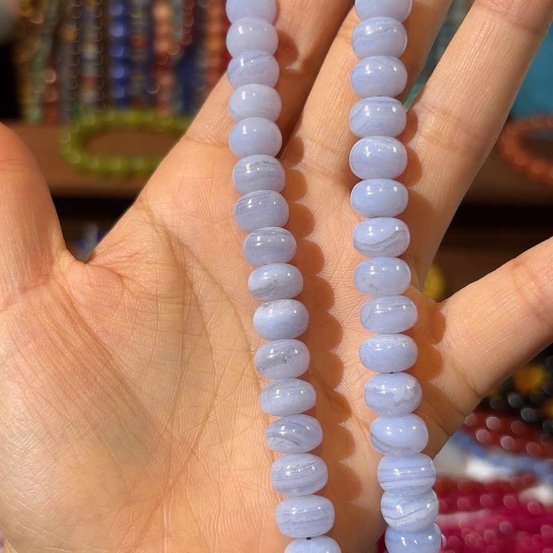 玛瑙/玉髓银S925镀金镶嵌珠宝半成品蓝纹玛瑙7-10拍2发1