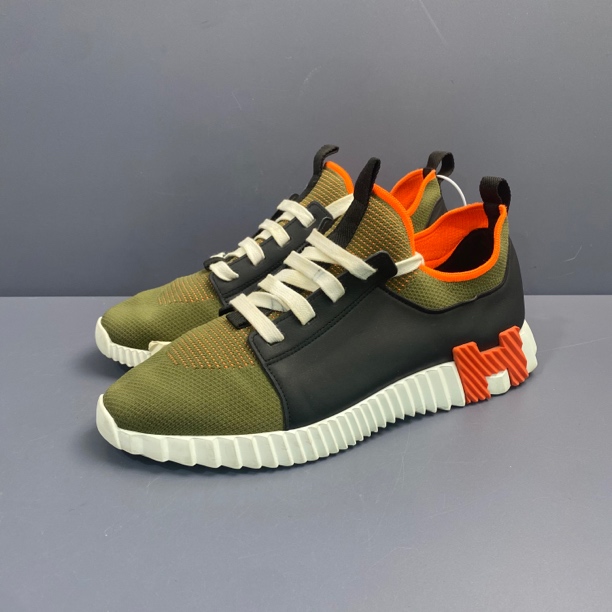 95新 Hermes/爱马仕 41.5码 爱马仕黑橙大logo板鞋 休闲鞋 275