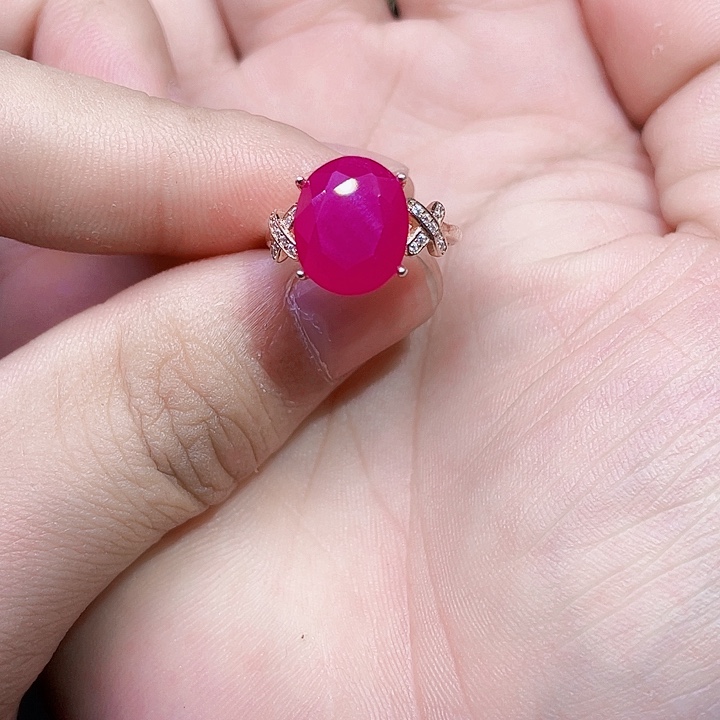 红宝石戒指银S925镶嵌