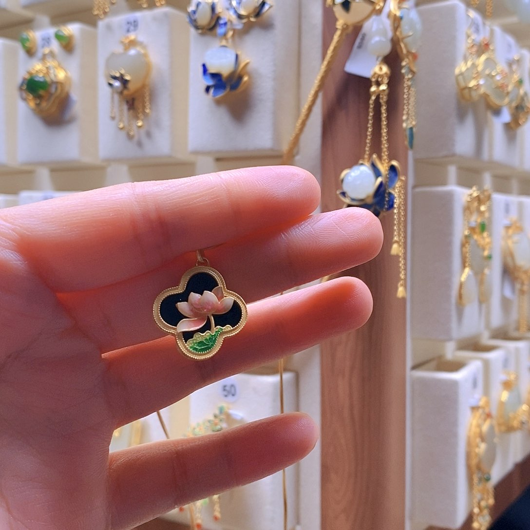 和田玉颈饰银S925镶嵌