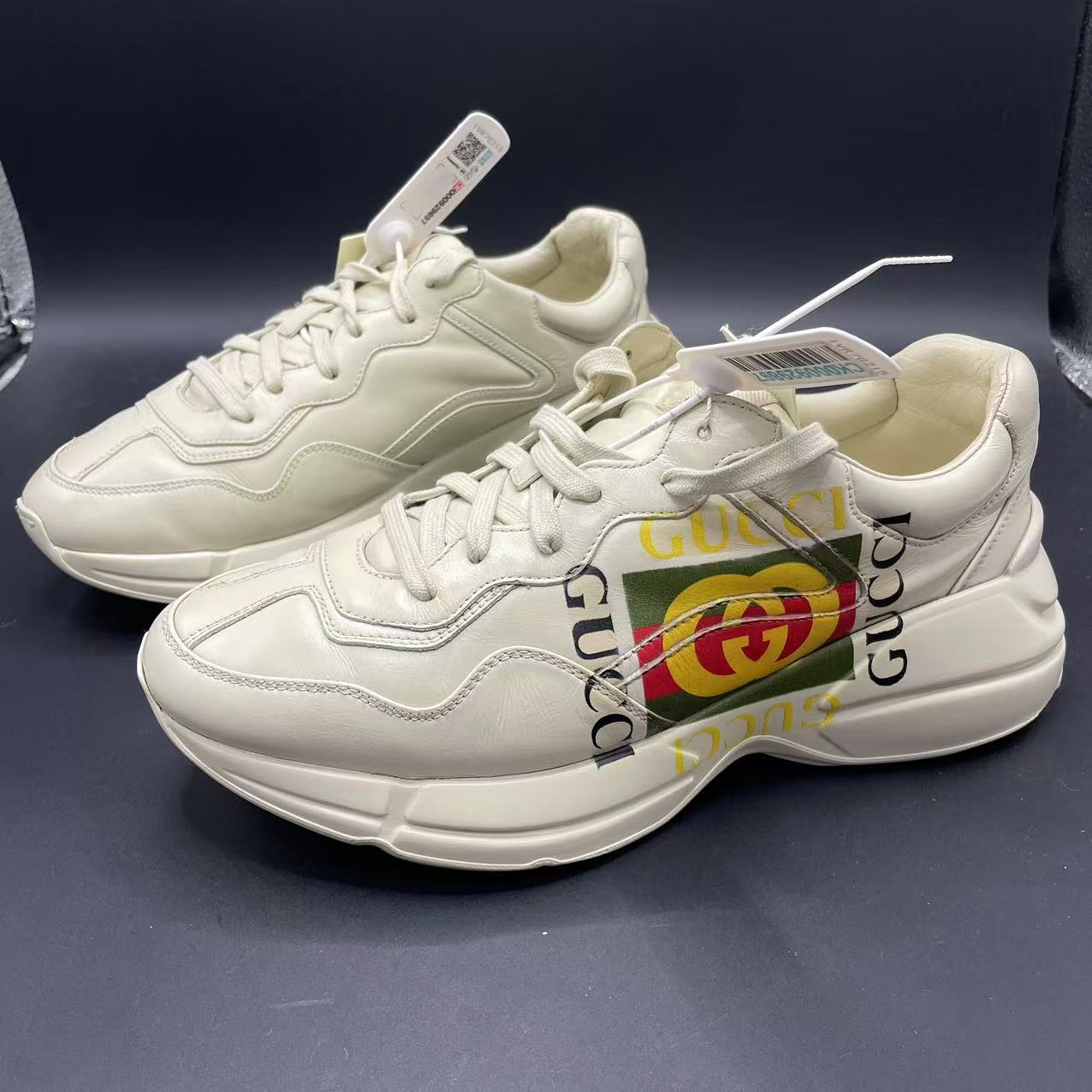 95新 GUCCI/古驰 【聚星好物】男士方块旗帜印花老爹鞋 多尺码