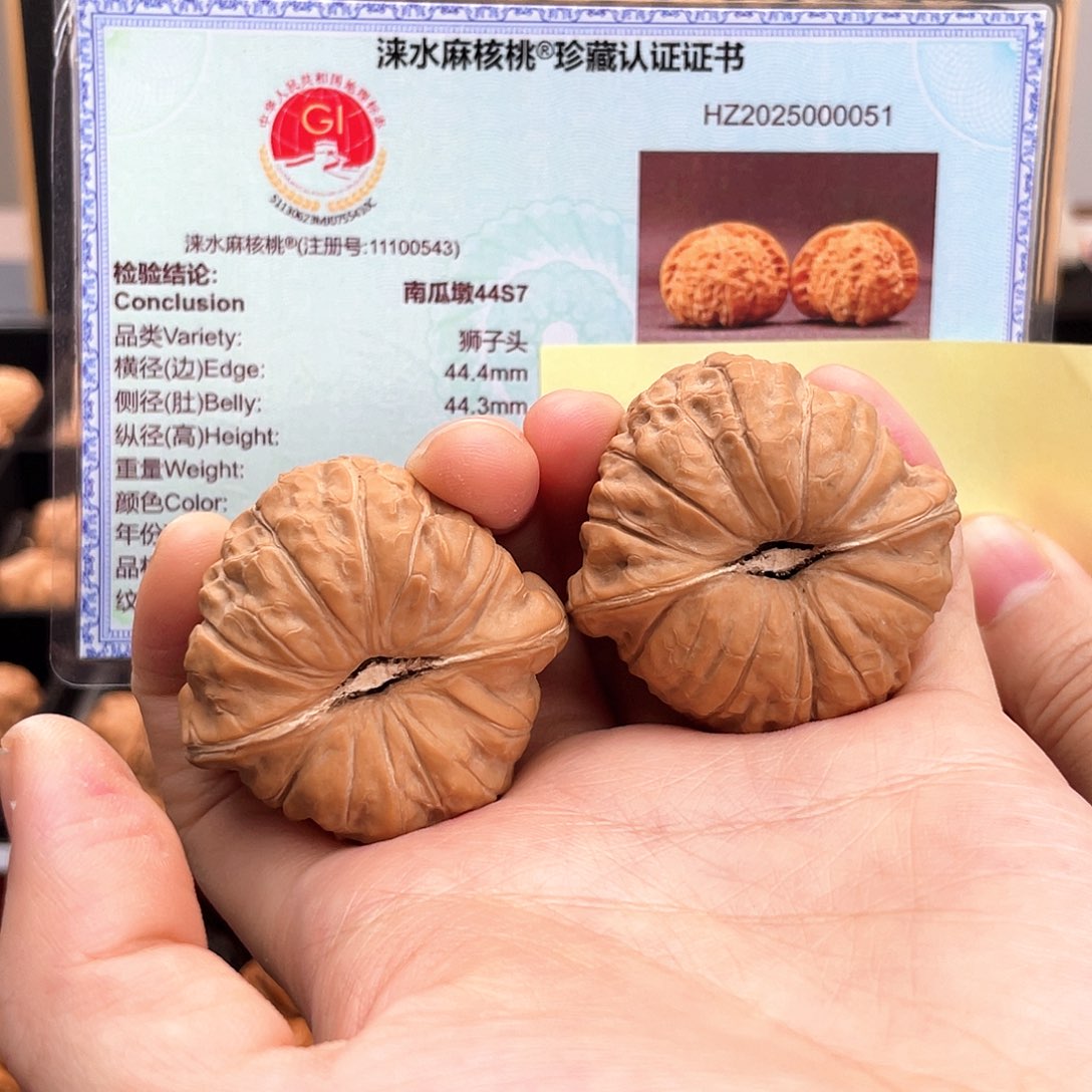 把件文玩核桃正圆瓜深凹底44S7