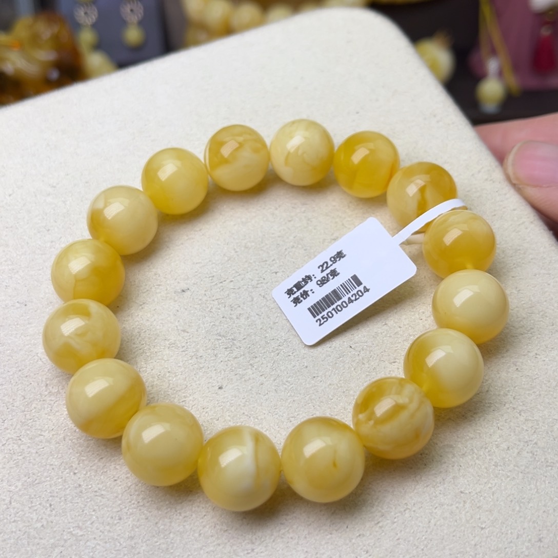 手链蜜蜡未镶嵌13圆珠浓白