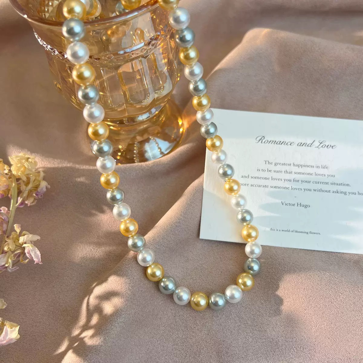 钛钢仿珍珠项链 Moonlight 新款混彩珍珠项链【612】元宝扣轻奢彩色