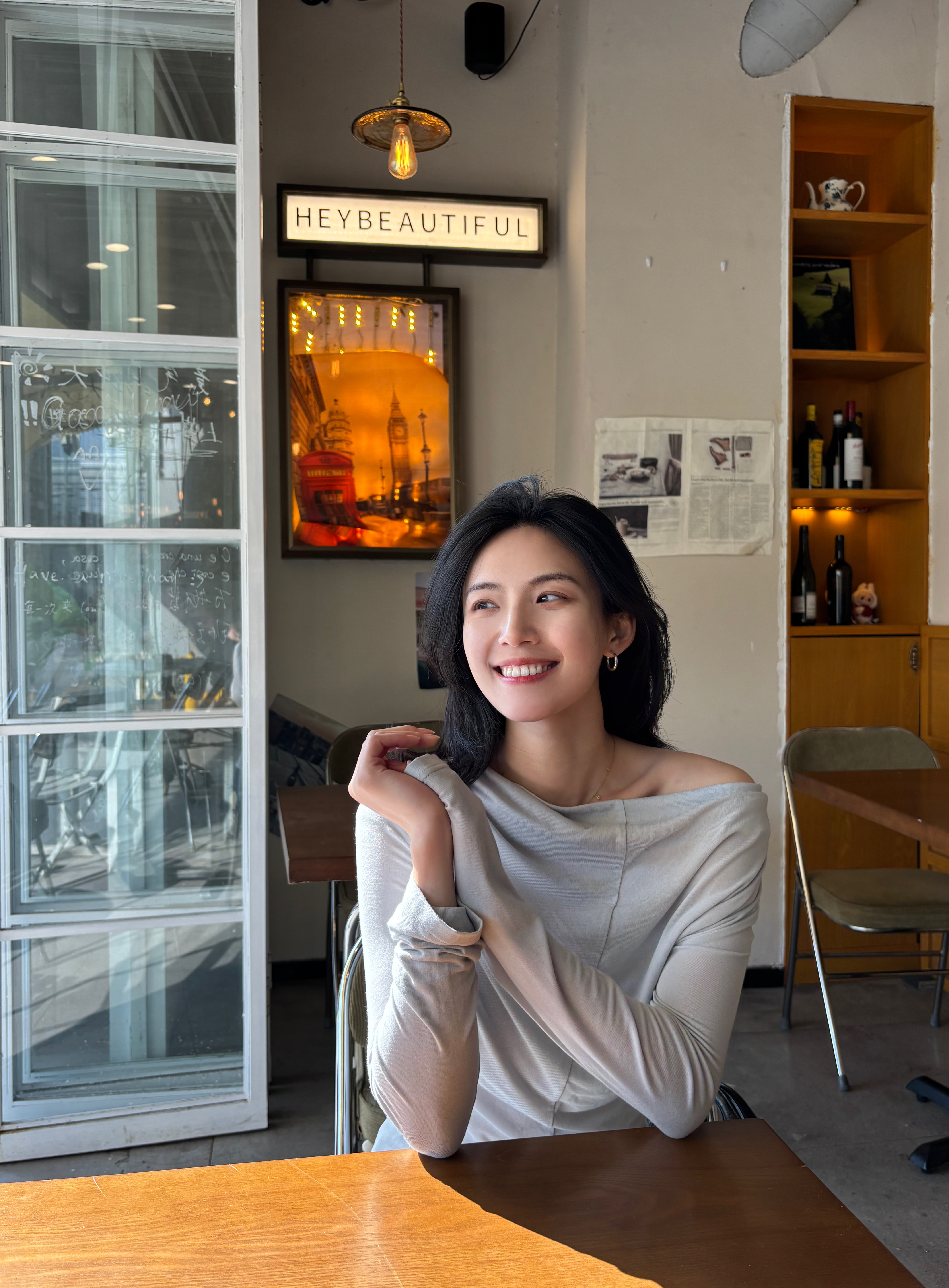 【YICONG】<水兰>法式气质一字肩季荡领长袖内搭打底衫上衣150053#