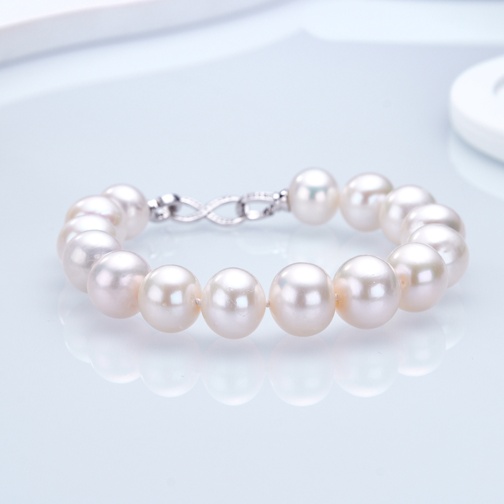 S925银 淡水爱迪生珍珠10-14mm大龙珠手链DSL020经典百搭简约时尚
