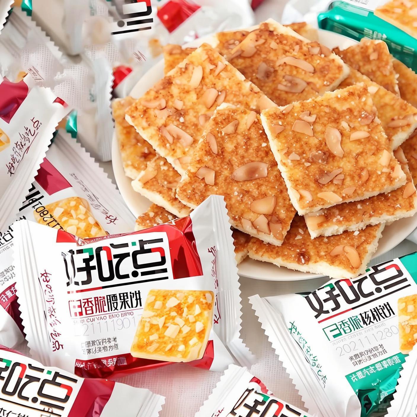 好吃点香脆腰果核桃杏仁饼薄脆坚果饼干早餐休闲零食散装整箱批发