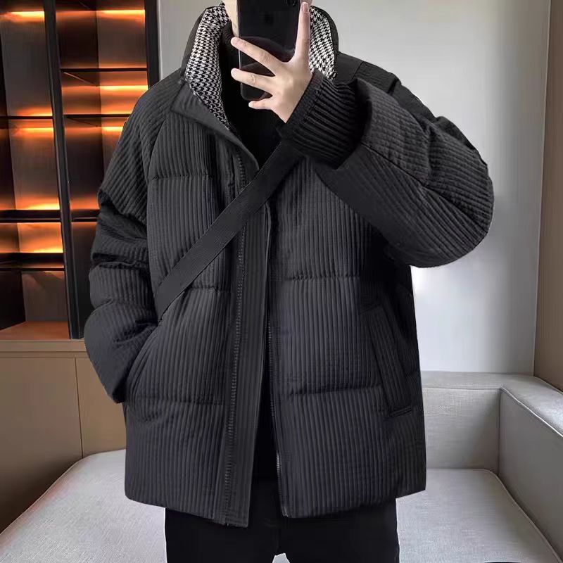 千鸟格宽松版羽绒服90绒