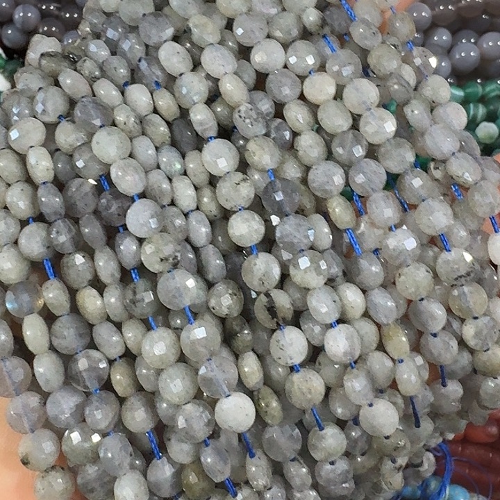 玛瑙/玉髓合金珠宝半成品一条6mm切面圆豆豆