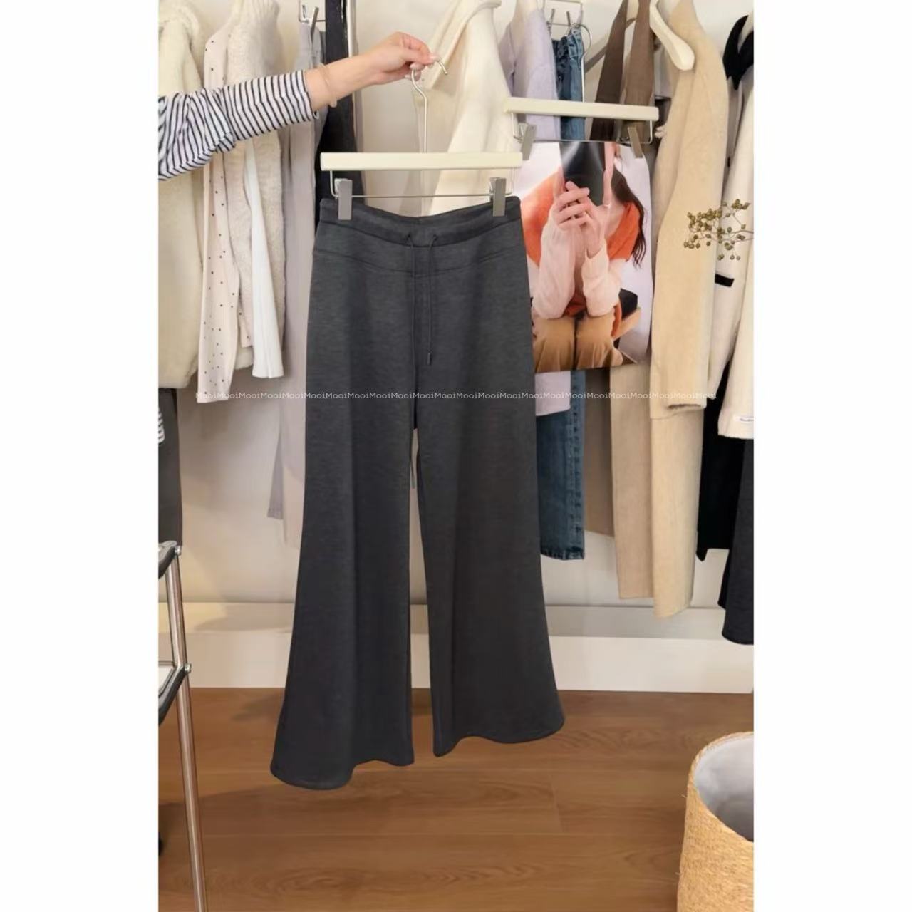 【mooi】'加绒果冻裤'秋冬新款韩版ins风小众设计感加绒加厚休闲裤