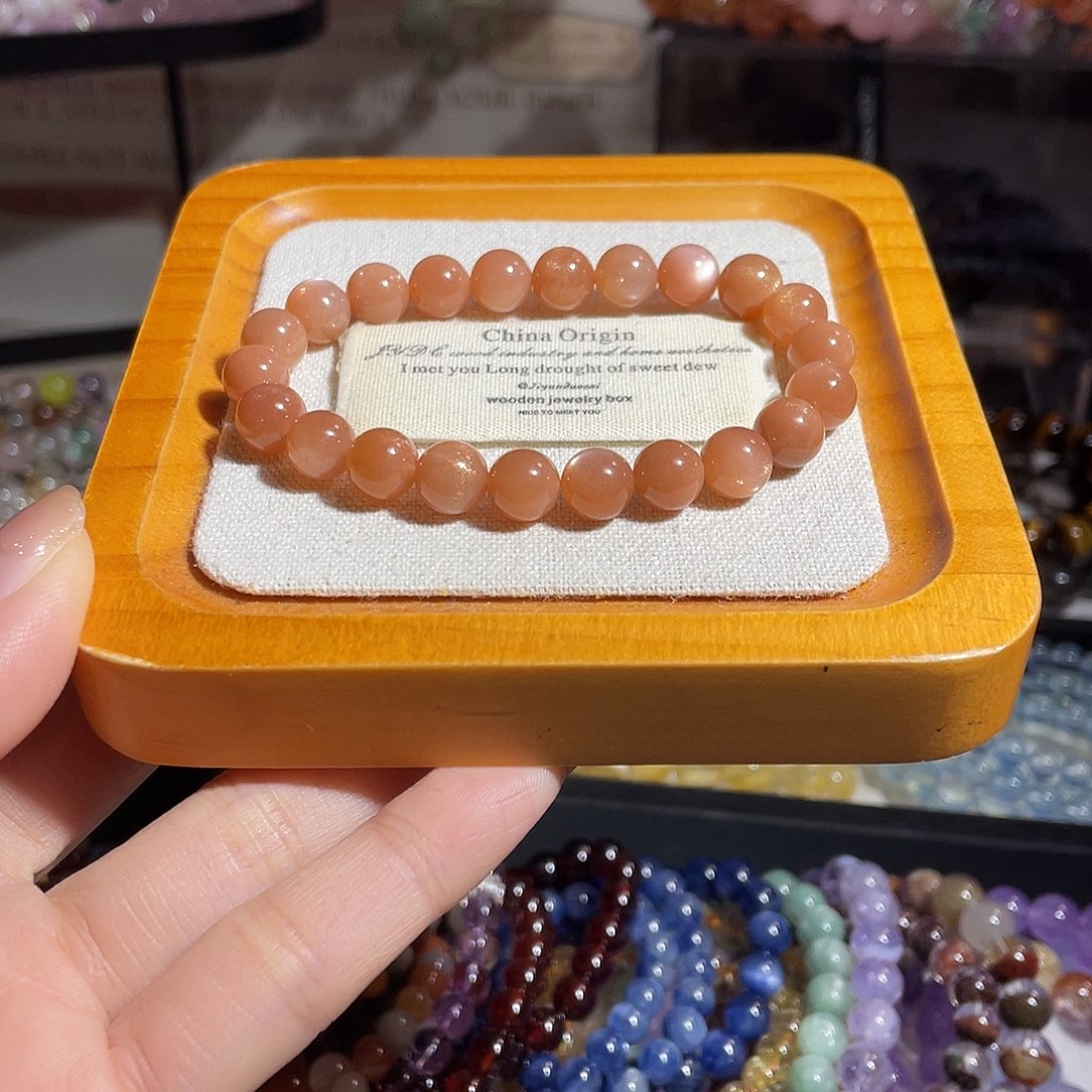 手串水晶未镶嵌粉橙月光8.9