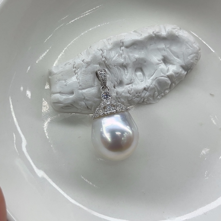 吊坠(不含链)银S925镶嵌海水珍珠13-14m