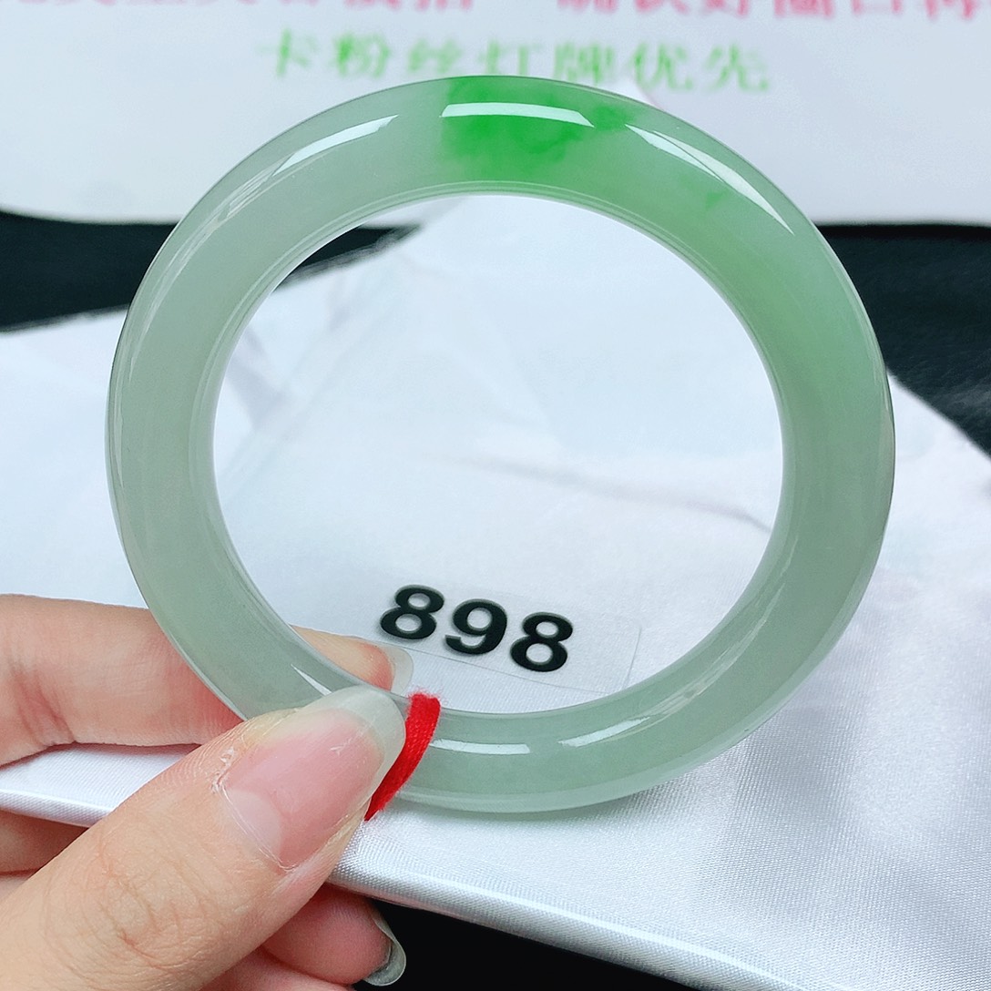 翡翠手镯（圆镯）未镶嵌抖音898，冰晴飘阳绿