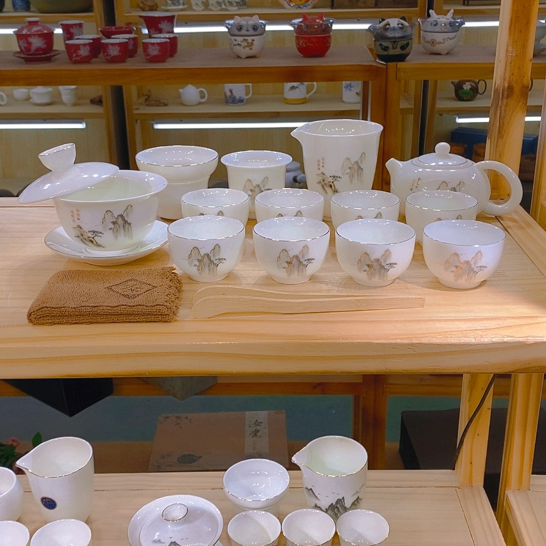 【不止】羊脂玉瓷茶具套装