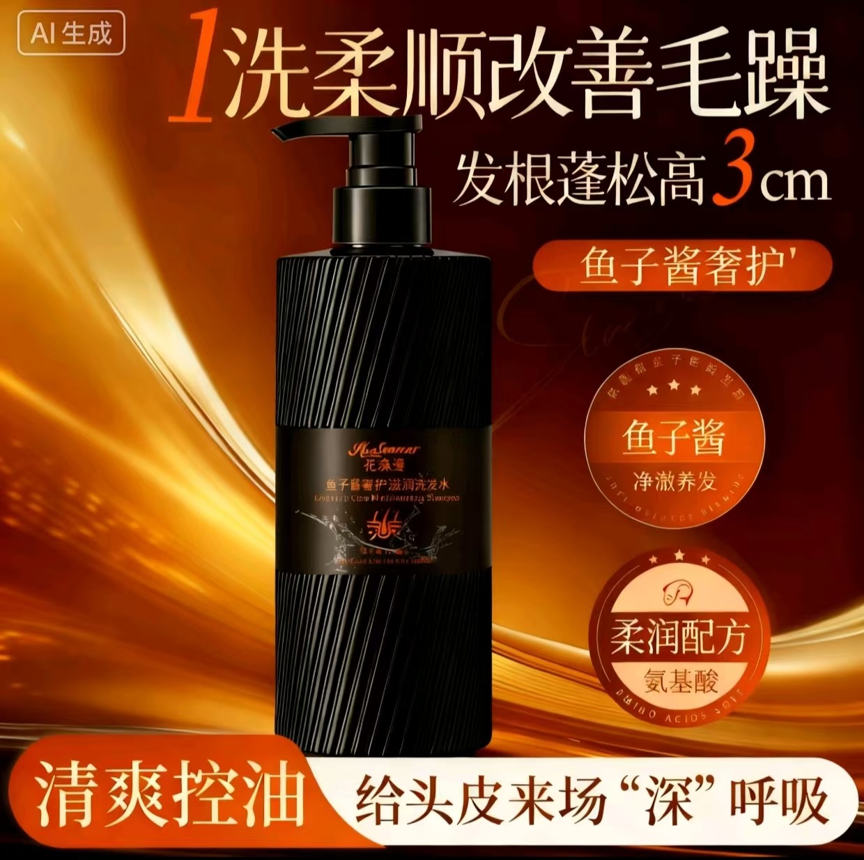xs【专柜正品】高奢鱼子酱洗发露持久留香控油蓬松秀发柔顺清爽