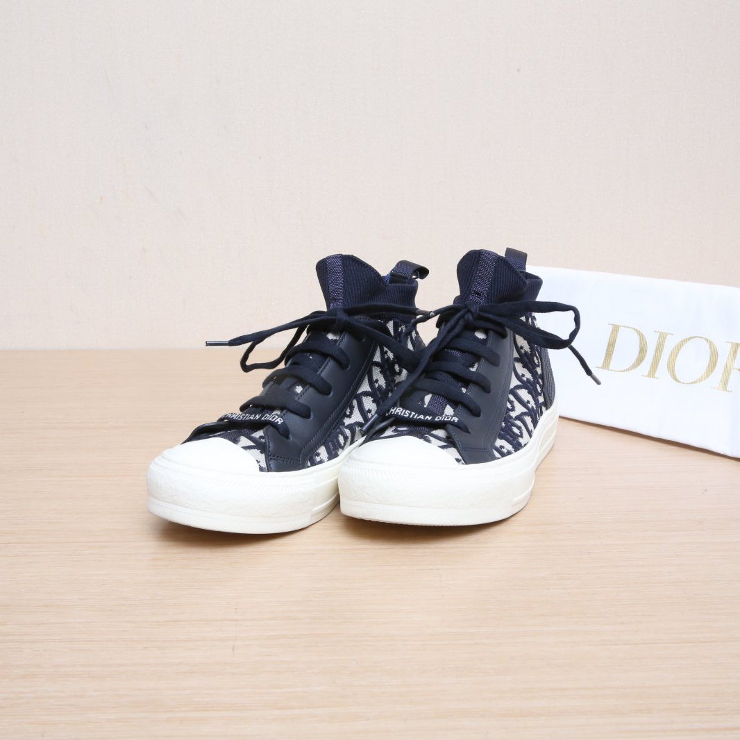 99新 DIOR/迪奥 汤/P215052882/老花Dior 中帮圆头系带休闲鞋