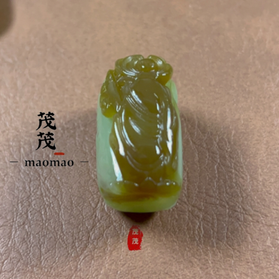天然和田玉金山糖料悟道纯手工雕刻孤品