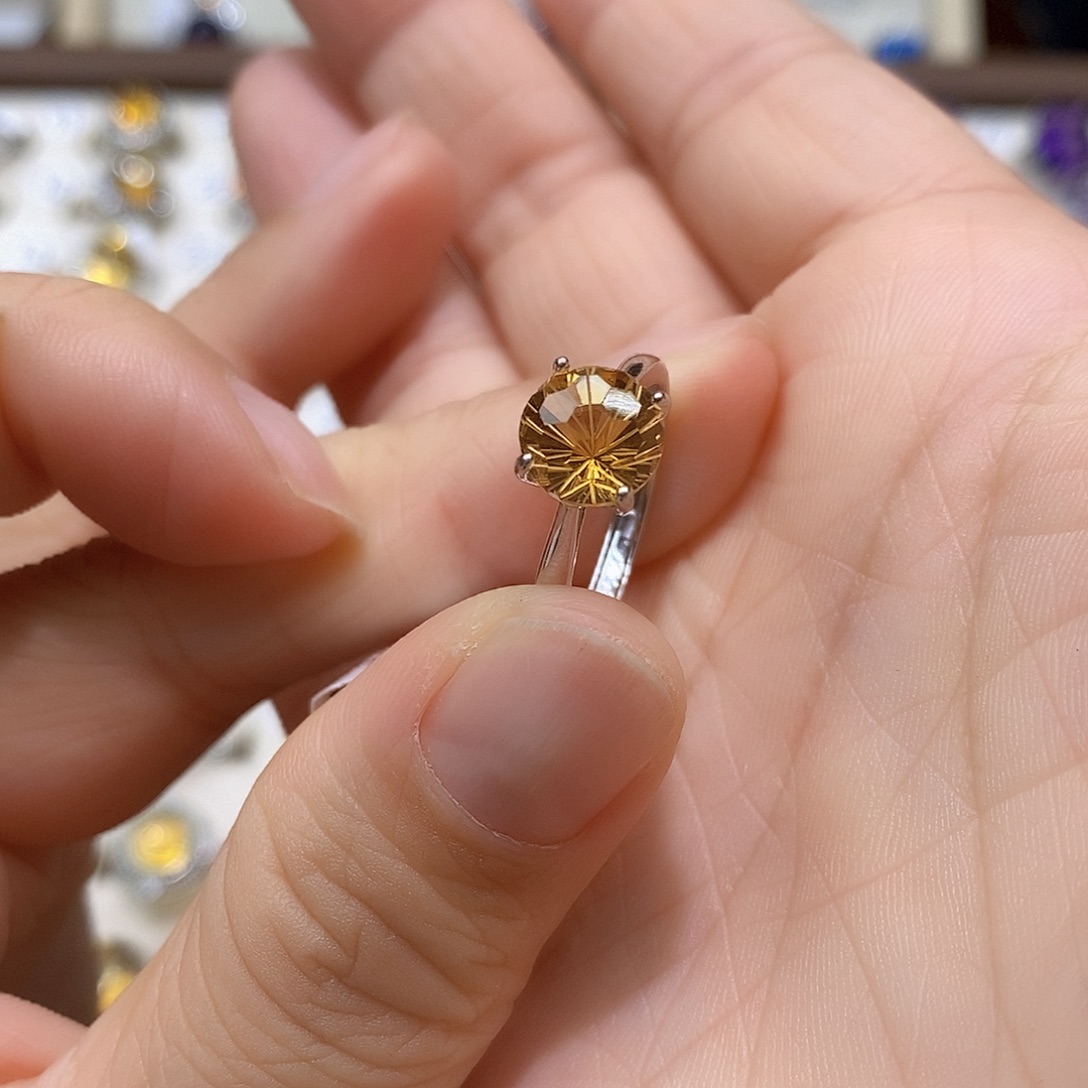 珠宝半成品银S925镶嵌水晶天然黄水晶