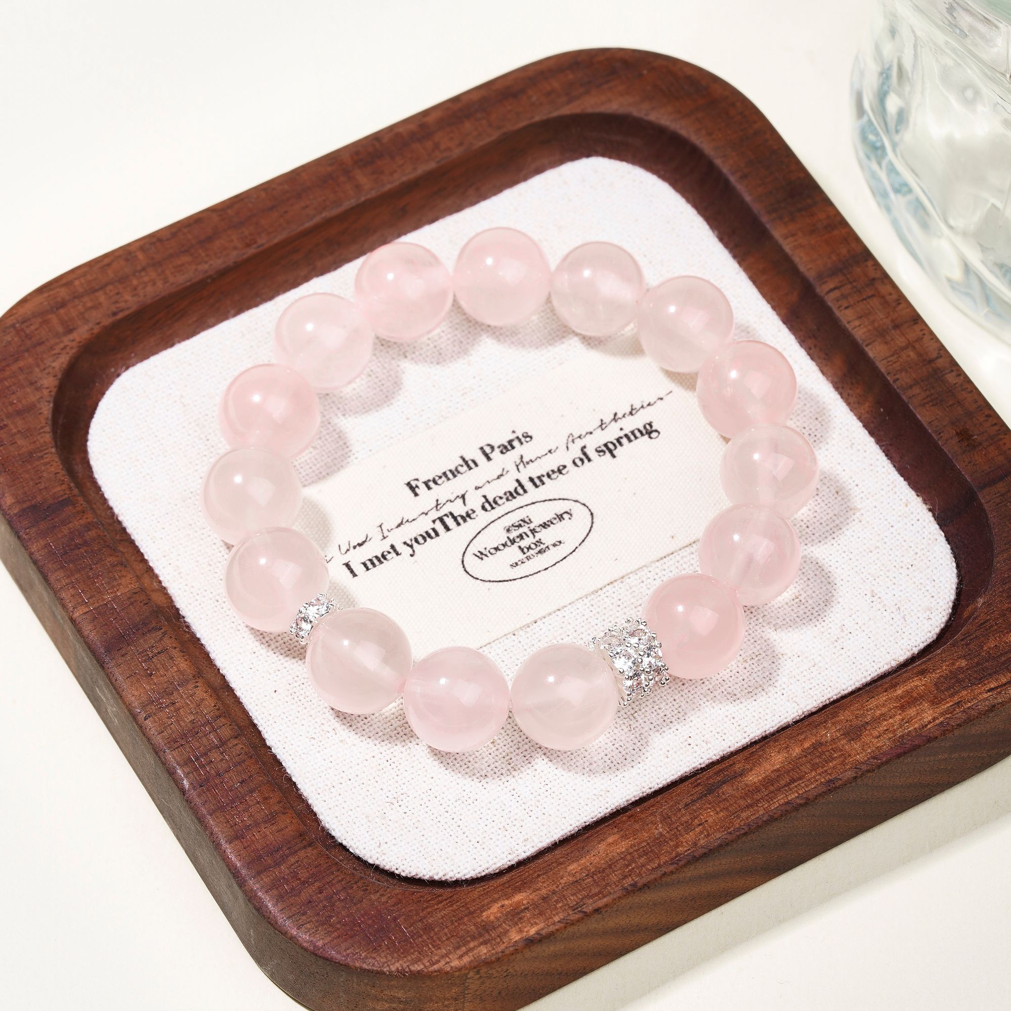 【粉黛】粉水晶大卡珠径女款手串天然粉水晶圆珠手串浅粉色气质好看