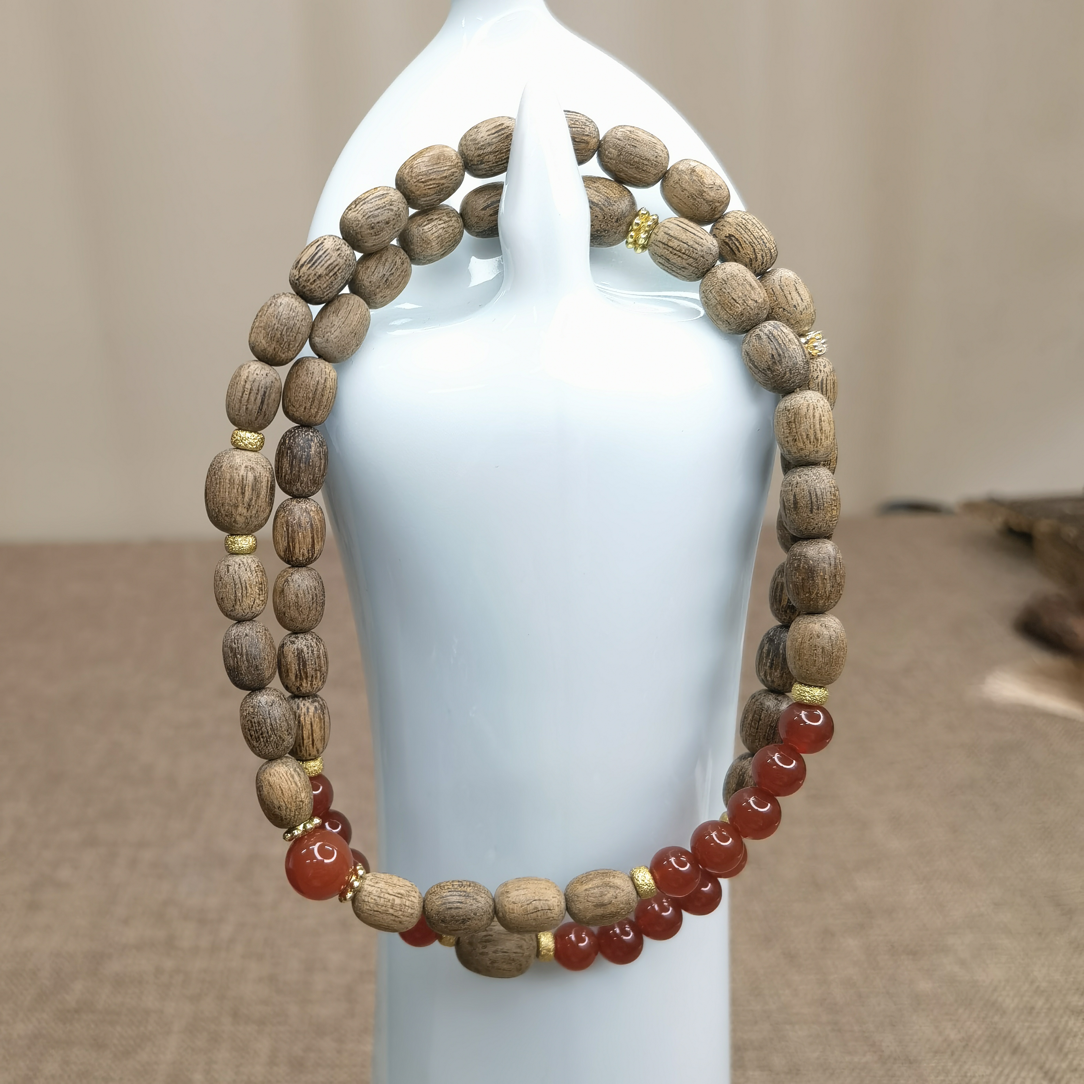 沉香越南都彭0.6cm设计款项链+越南都彭0.6cm设计款单圈手串