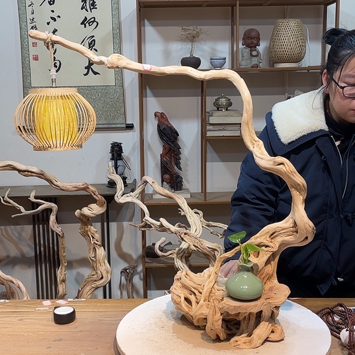 去***️木杜鹃根根艺摆件