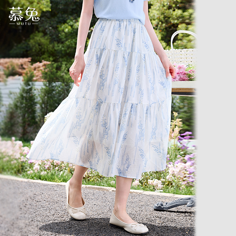 【小铃铛】26027法式温柔风碎花半身裙高腰显瘦中长款a字裙子