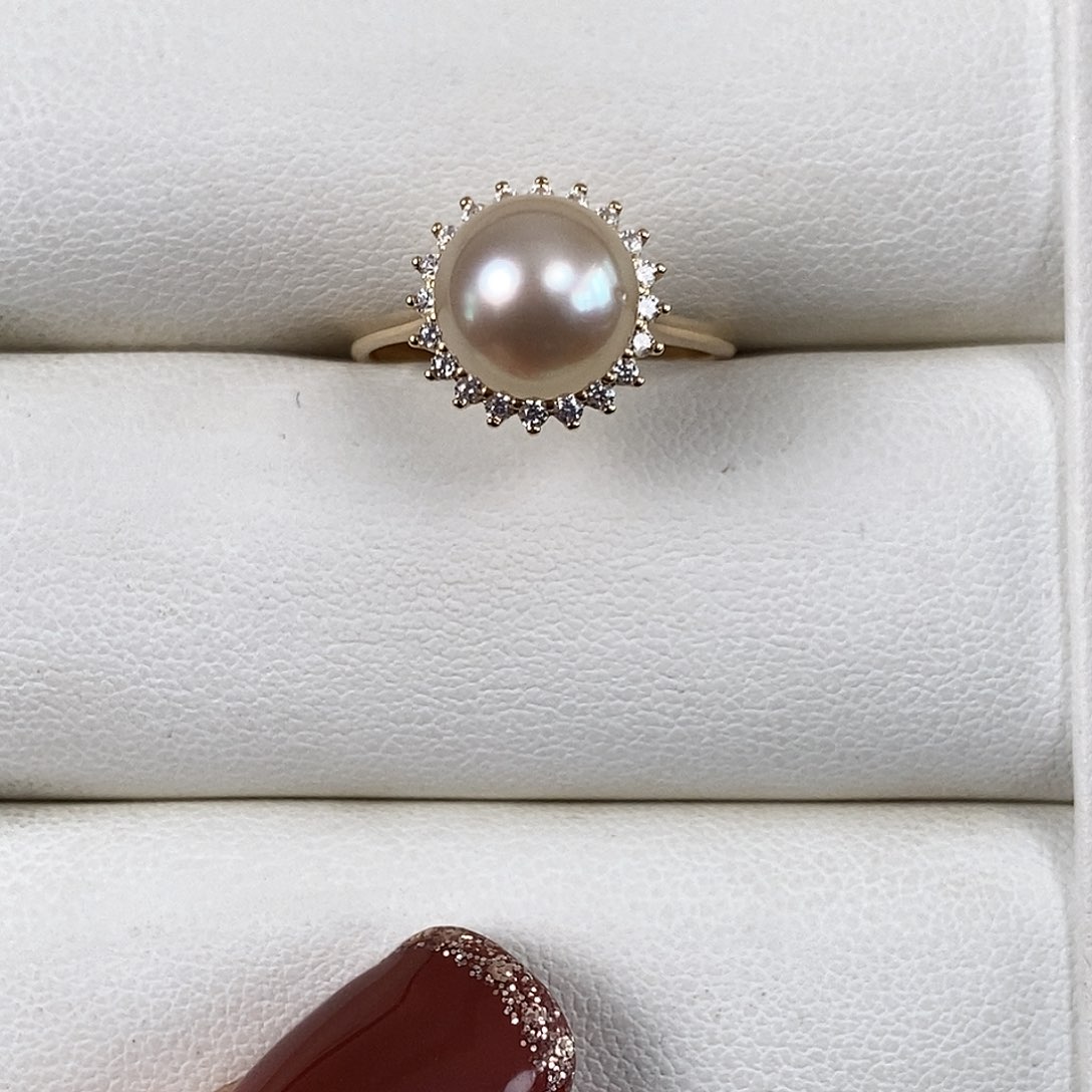 海水珍珠戒圈银S925镶嵌