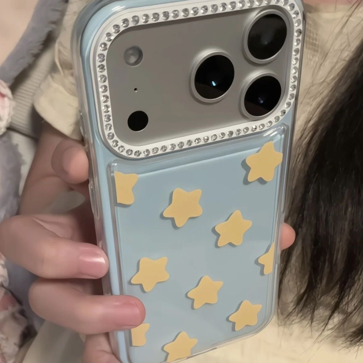 韩风ins不规则蓝色星星适用iPhone17pro苹果16手机壳14promax新款