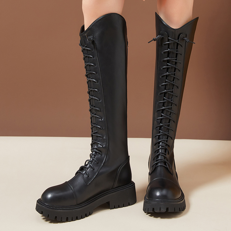 Y3901-2长筒靴女不过膝2022年新款秋冬冬季v口高筒靴子长靴