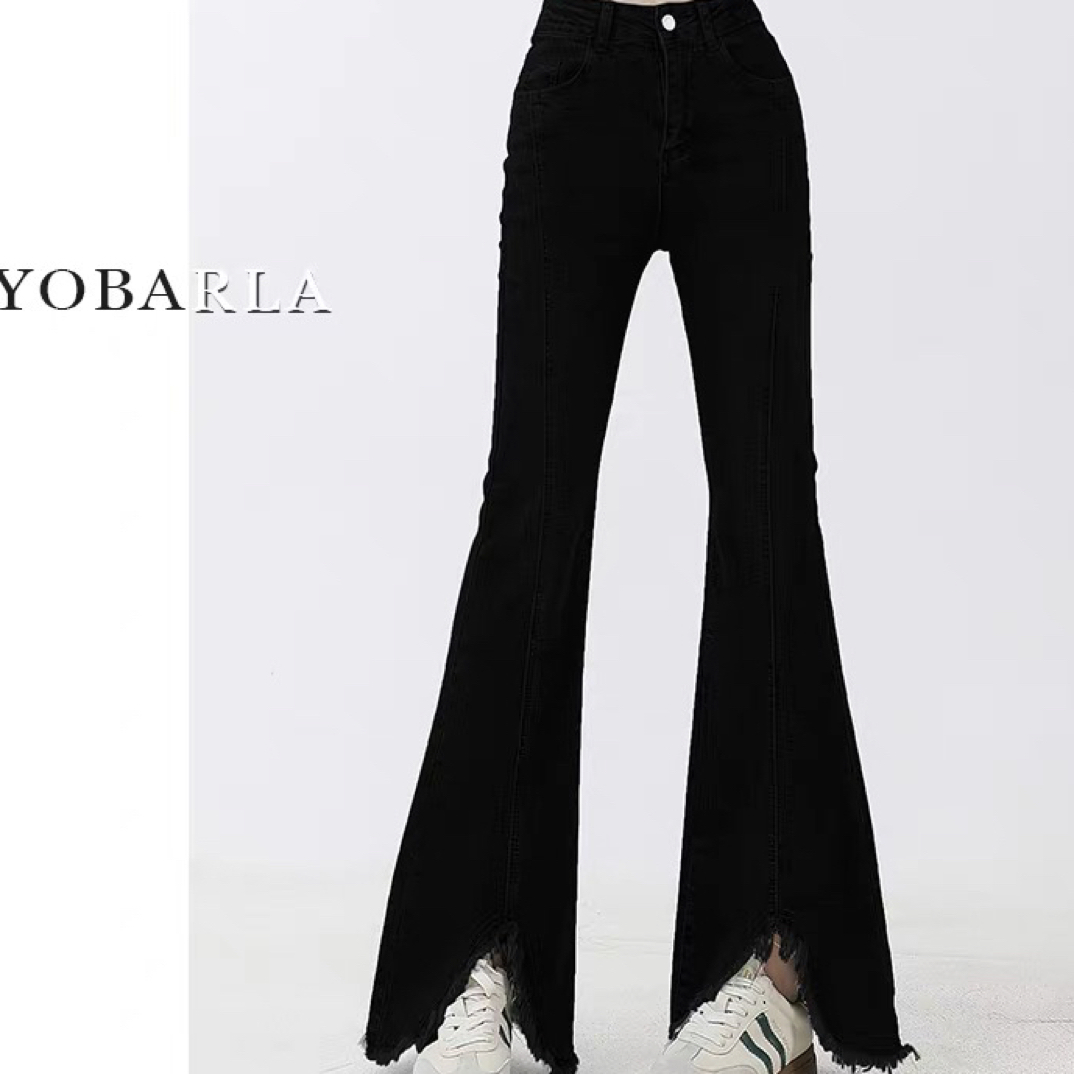 （默认瑕疵，没有运费险）3009高品质高腰高弹力喇叭牛仔裤