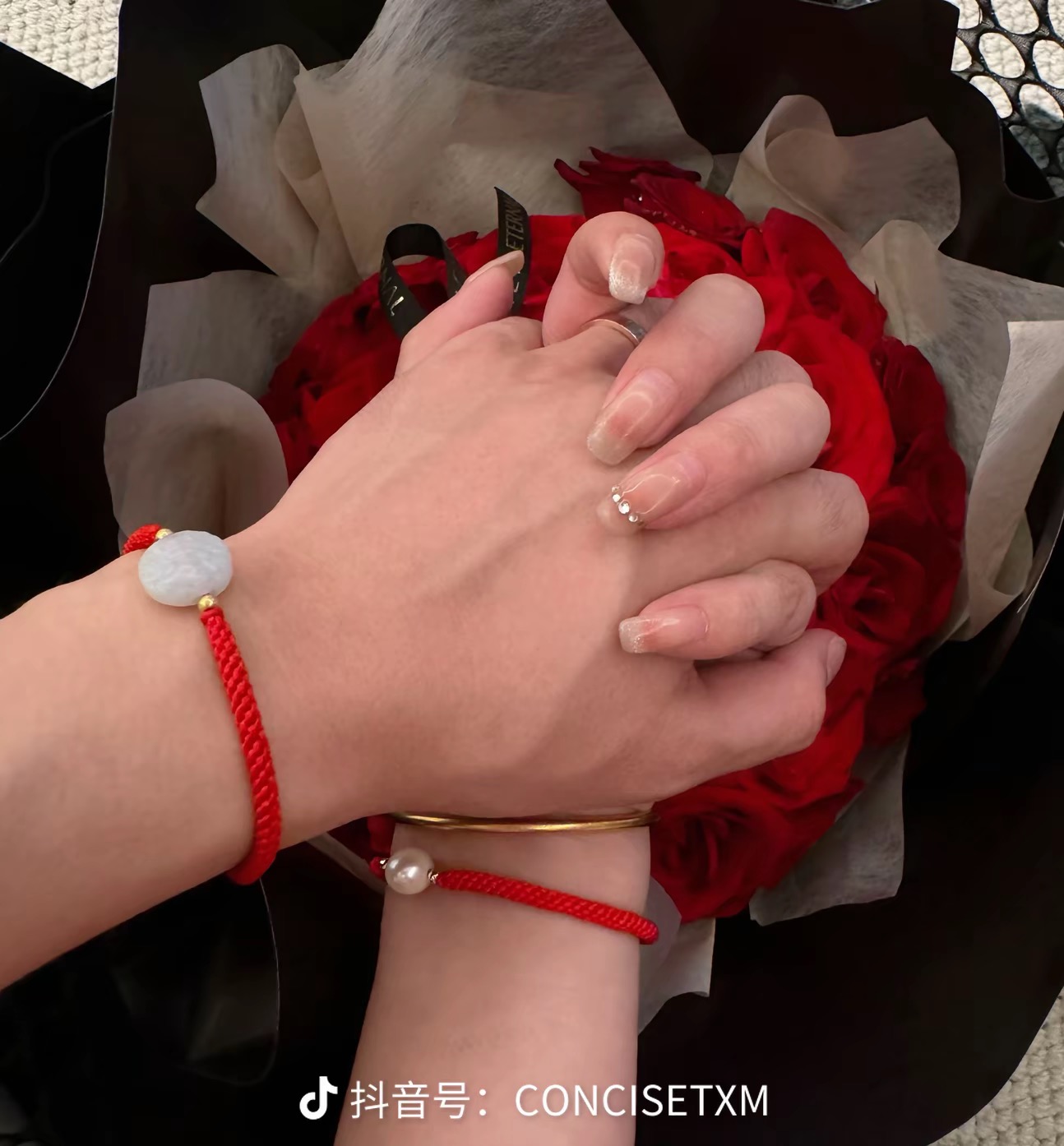 非金属仿珍珠手链 珍珠红绳手链 A1170