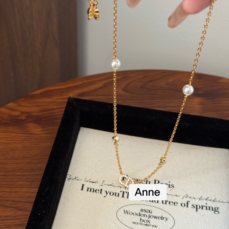 钛钢项链 【X624】轻奢猪鼻子字母珠珠镶锆简约项链