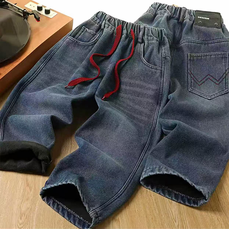 一体绒儿童牛仔裤加绒加厚宝宝裤子男童女童中大童休闲长裤子1161