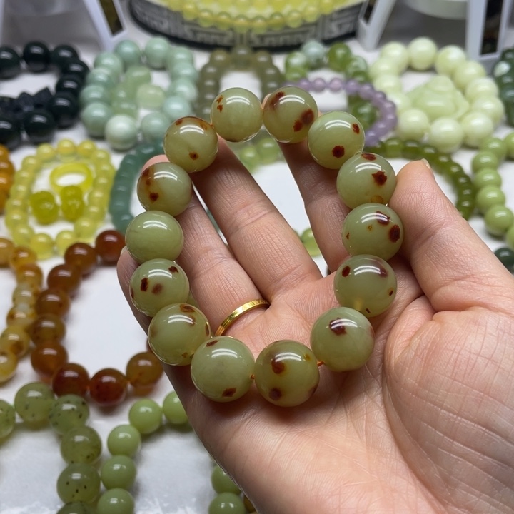 蛇纹石玉手串未镶嵌用****9