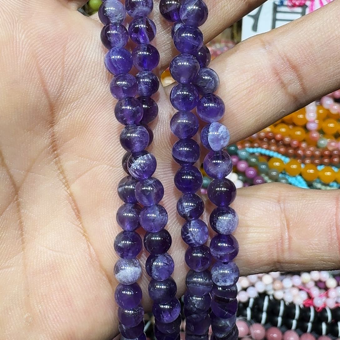 玛瑙/玉髓未镶嵌珠宝半成品紫水晶6mm一条