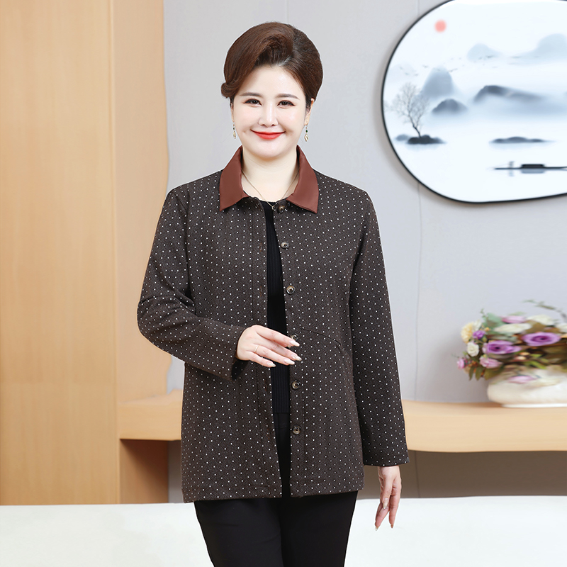 230斤特大码胖妈妈装春秋款加肥加大点点风衣外套中老年洋气女装