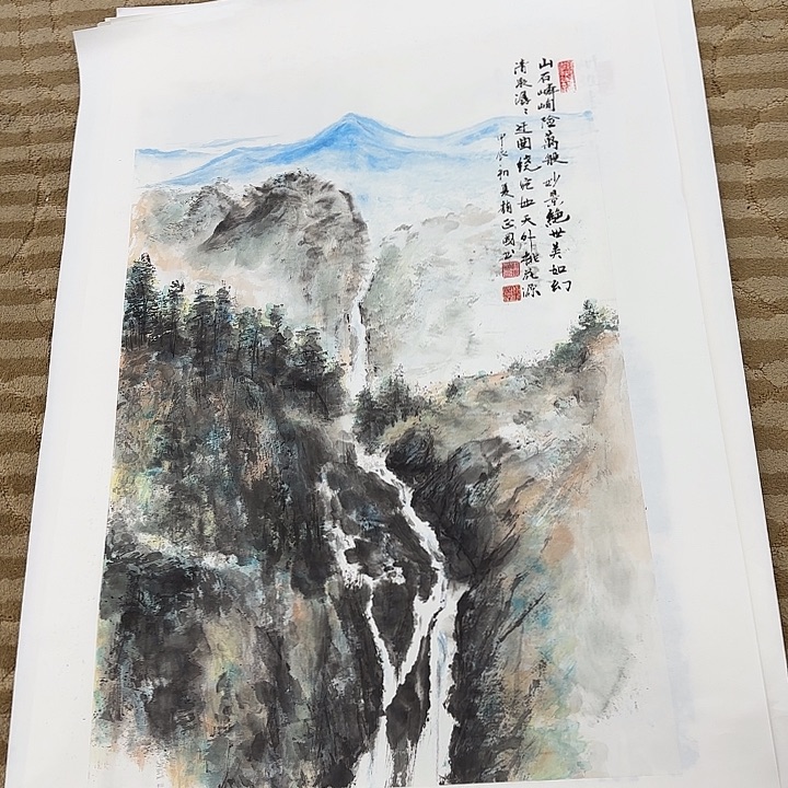 国画花鸟的翅膀三开