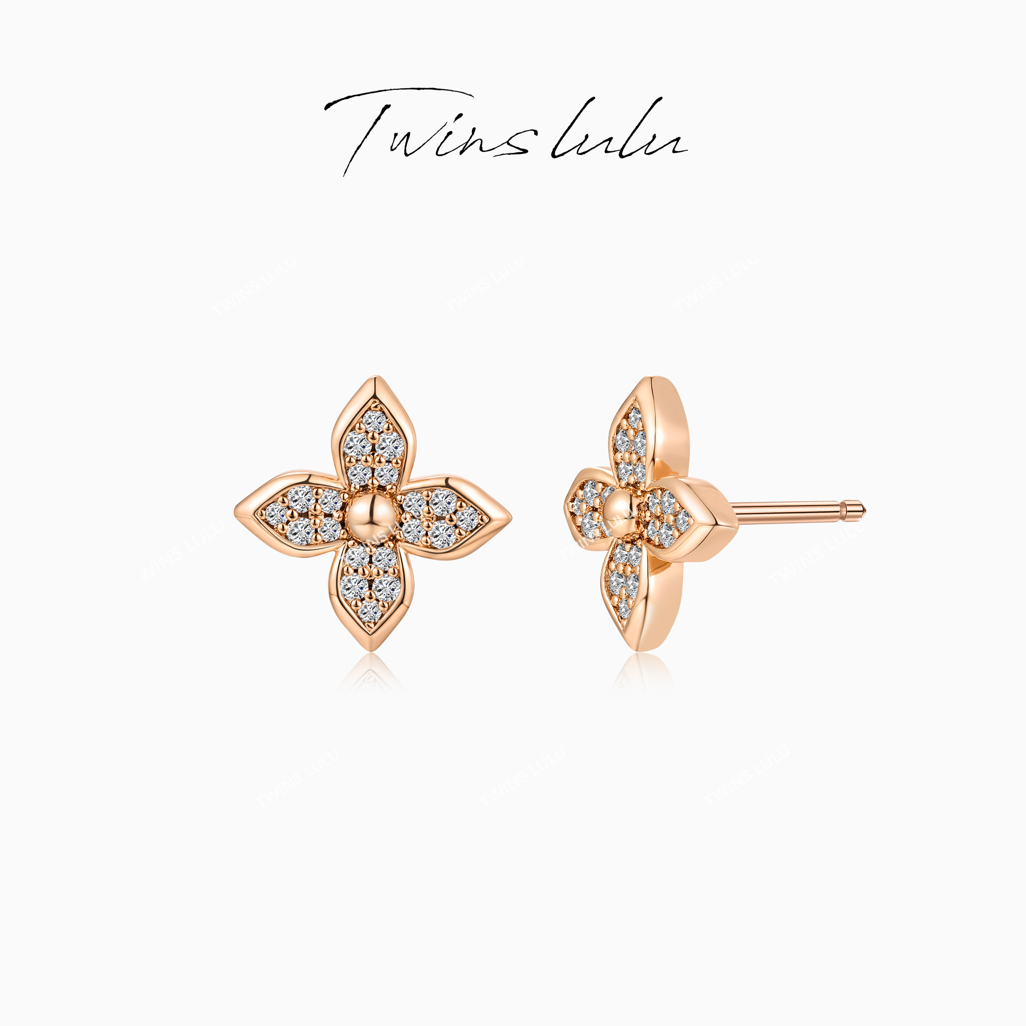 TWINS LULU 流光风 秋上新 精致百搭时尚高级感四叶耳环TSL2233