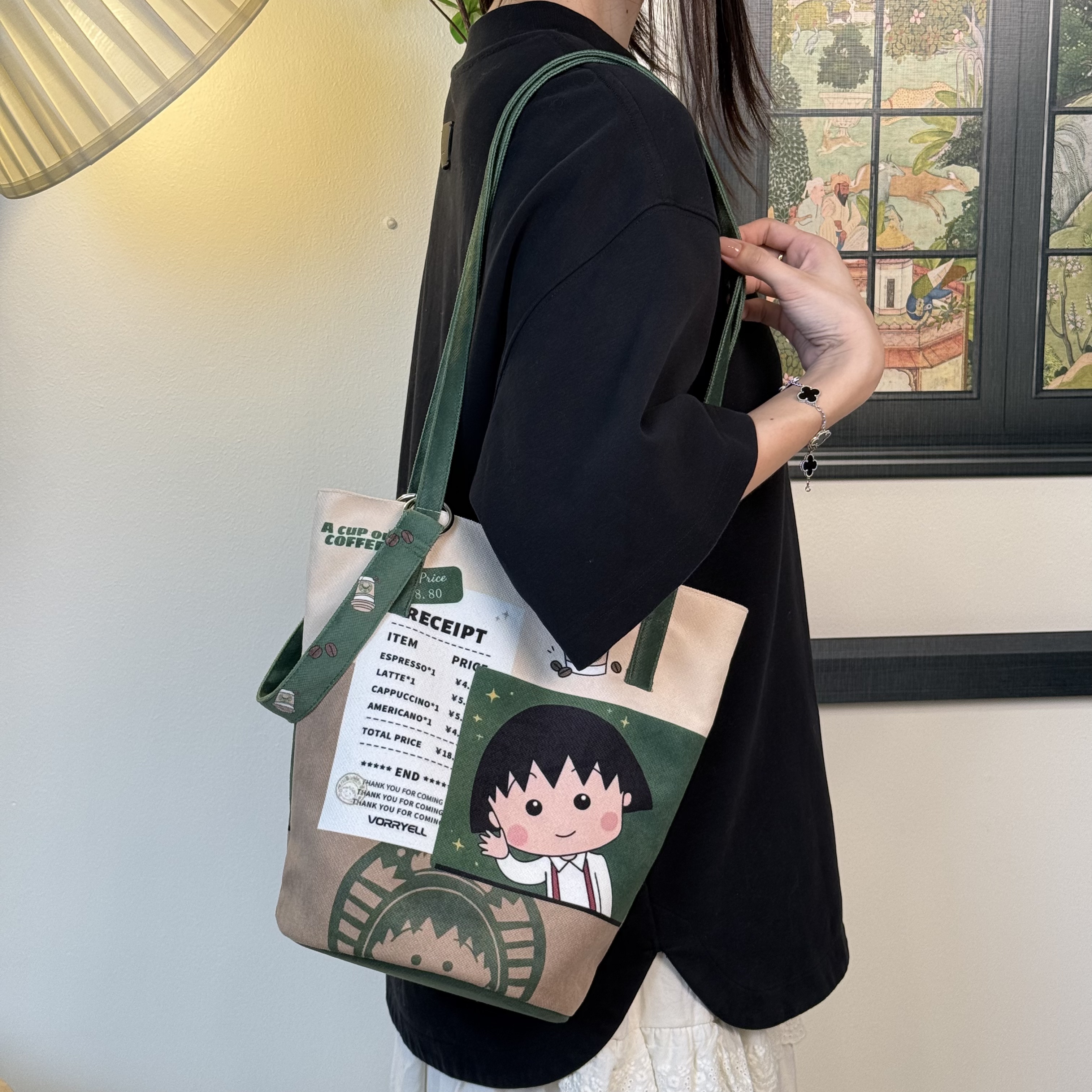 【壹】MIAO咖啡丸子大容量爆款休闲斜挎包流行帆布袋百搭帆布包新