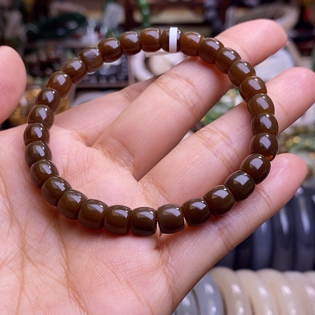 颈饰未镶嵌和田玉自*光毕业级新疆且末糖直切手链7m