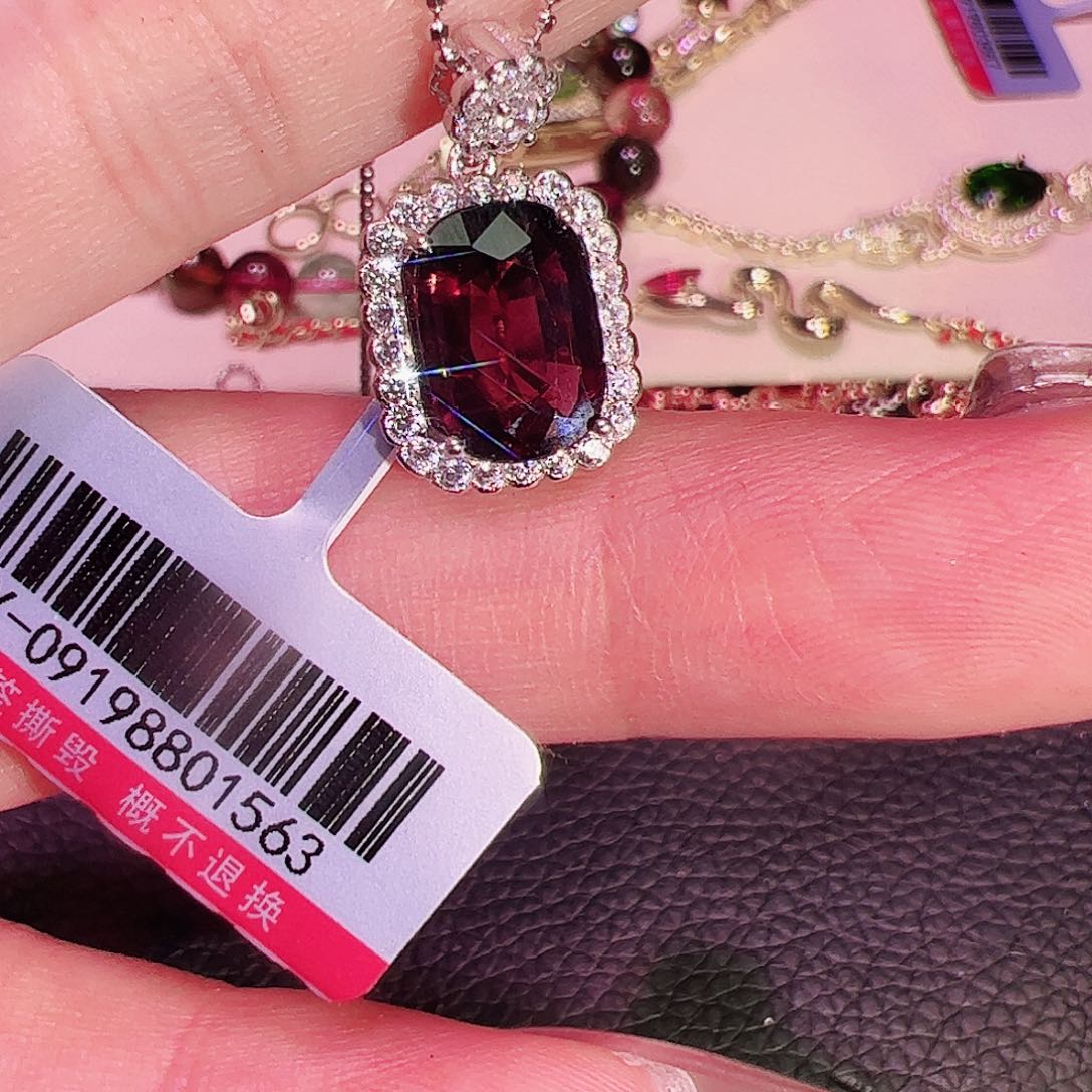 碧玺碧玺吊坠银S925镶嵌