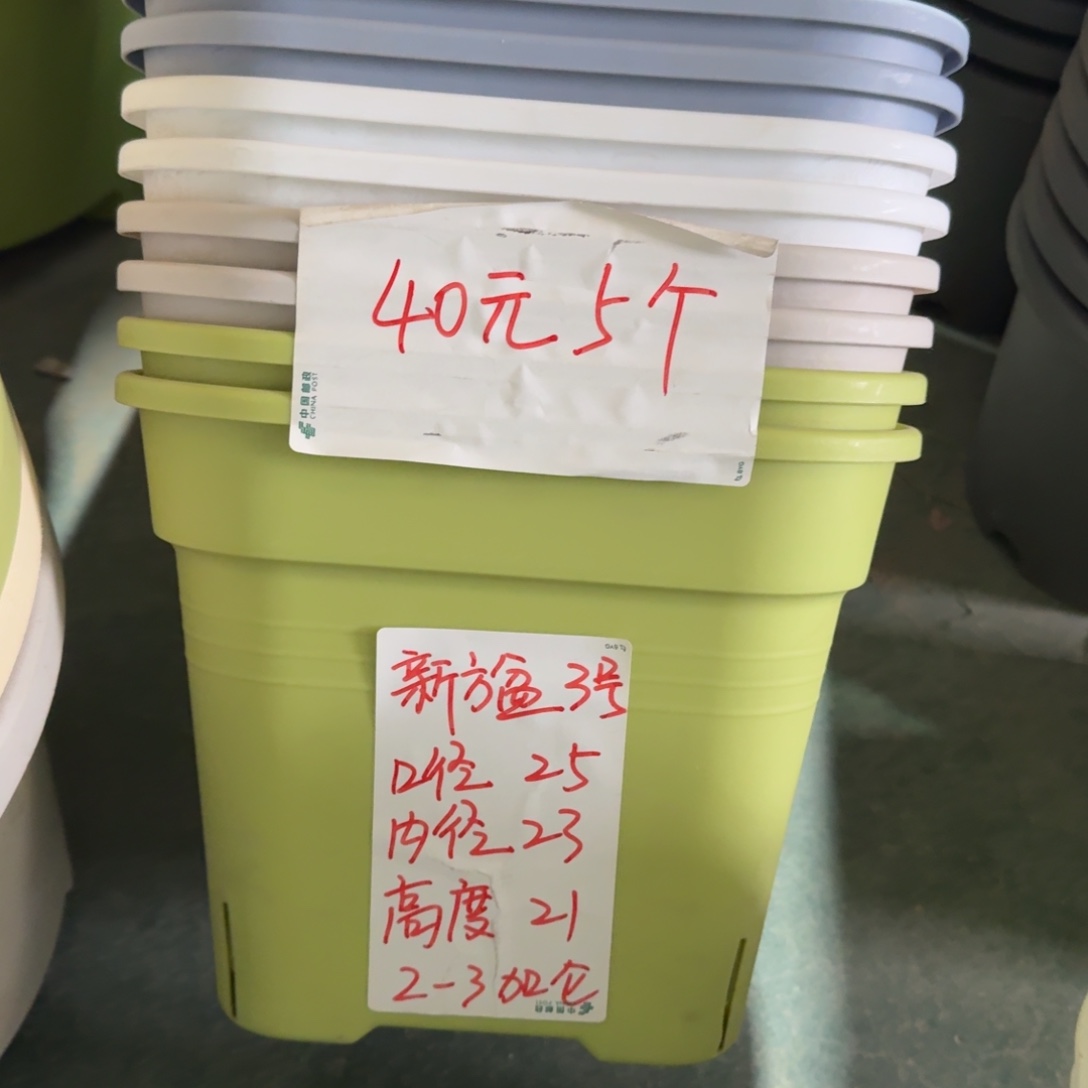 新款方盆口径25带拖果绿5套