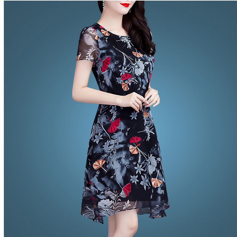 【只有M，不退不换，能穿再拍】4308印花雪纺不规则连衣裙夏季显瘦